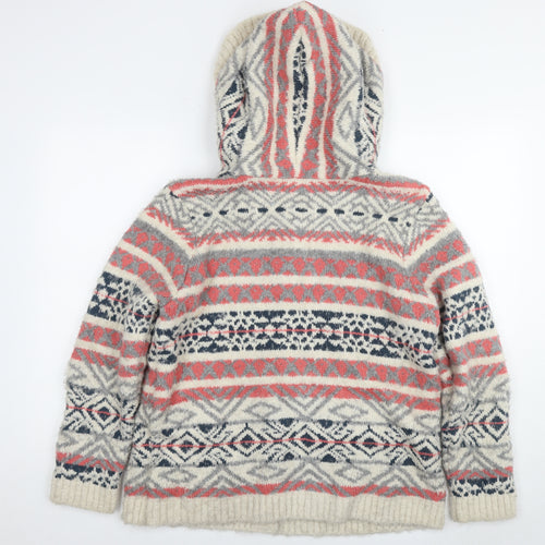 Per Una Womens Multicoloured Round Neck Geometric Acrylic Cardigan Jumper Size 16