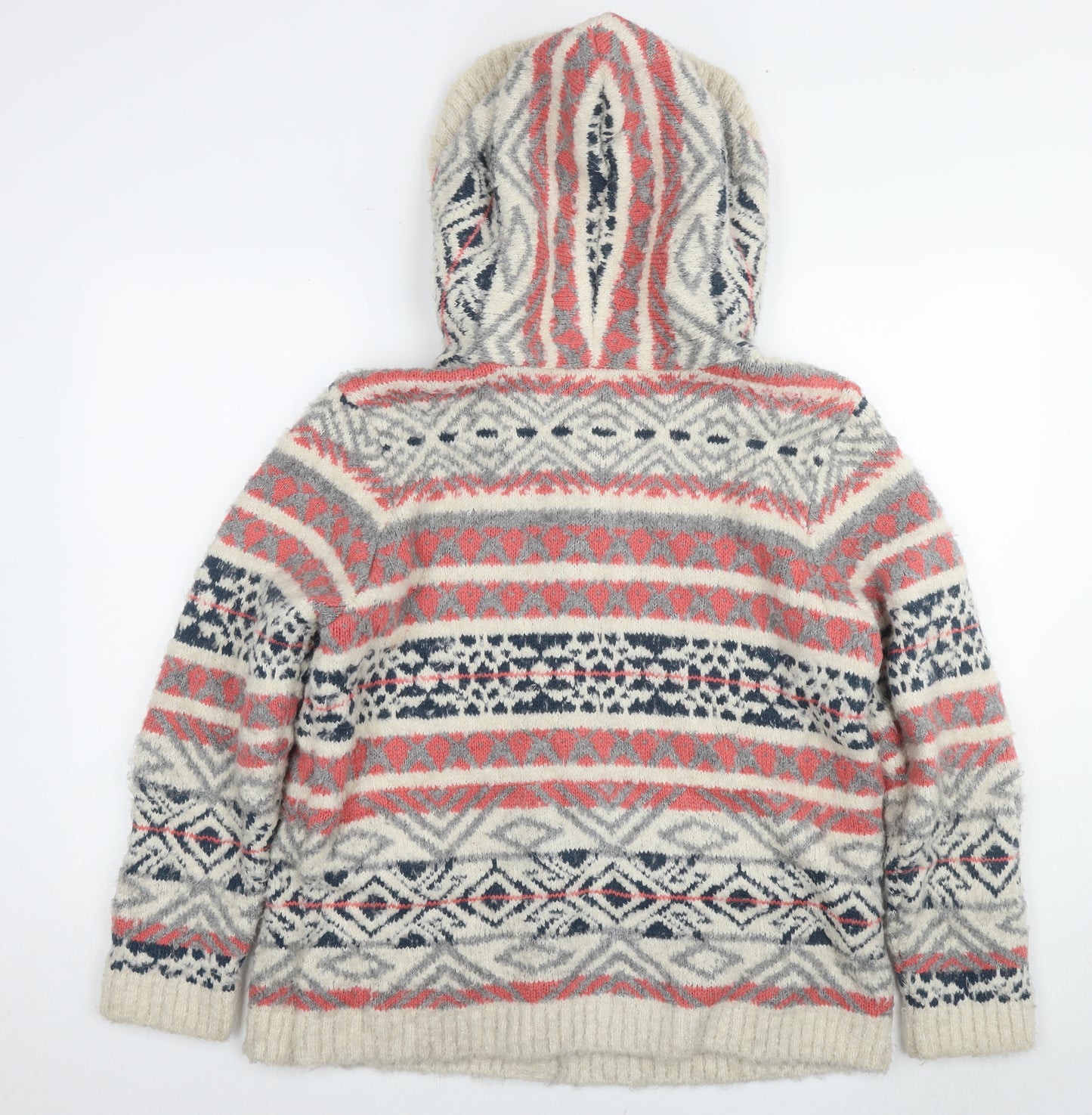 Per Una Womens Multicoloured Round Neck Geometric Acrylic Cardigan Jumper Size 16
