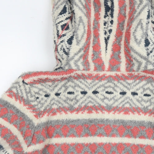 Per Una Womens Multicoloured Round Neck Geometric Acrylic Cardigan Jumper Size 16
