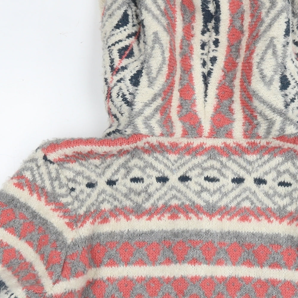 Per Una Womens Multicoloured Round Neck Geometric Acrylic Cardigan Jumper Size 16