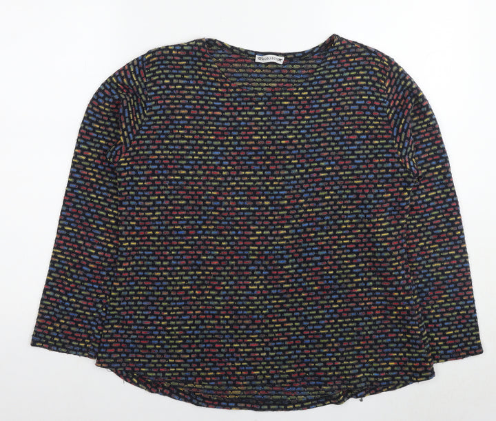 New Collection Womens Multicoloured Round Neck Geometric Acrylic Pullover Jumper Size S - Size S/M