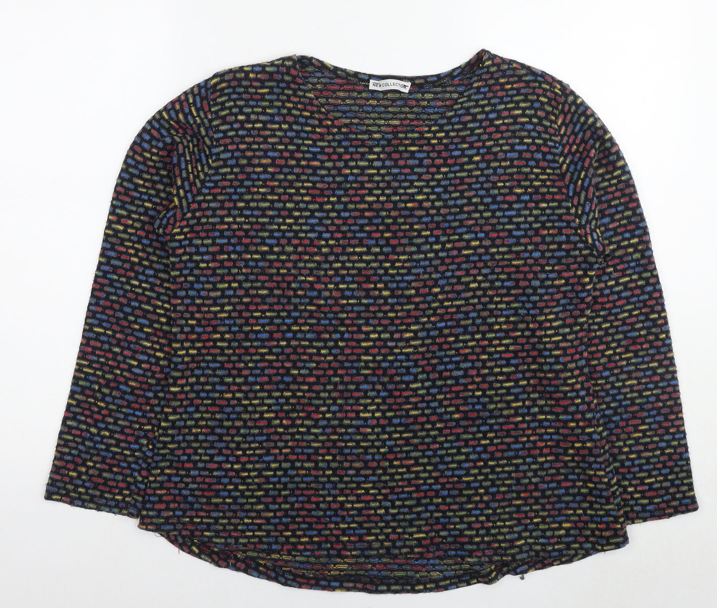 New Collection Womens Multicoloured Round Neck Geometric Acrylic Pullover Jumper Size S - Size S/M