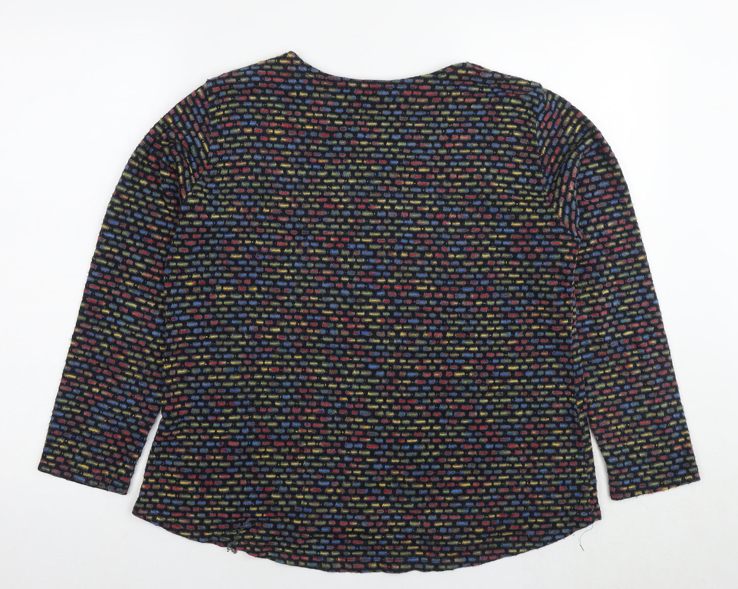 New Collection Womens Multicoloured Round Neck Geometric Acrylic Pullover Jumper Size S - Size S/M