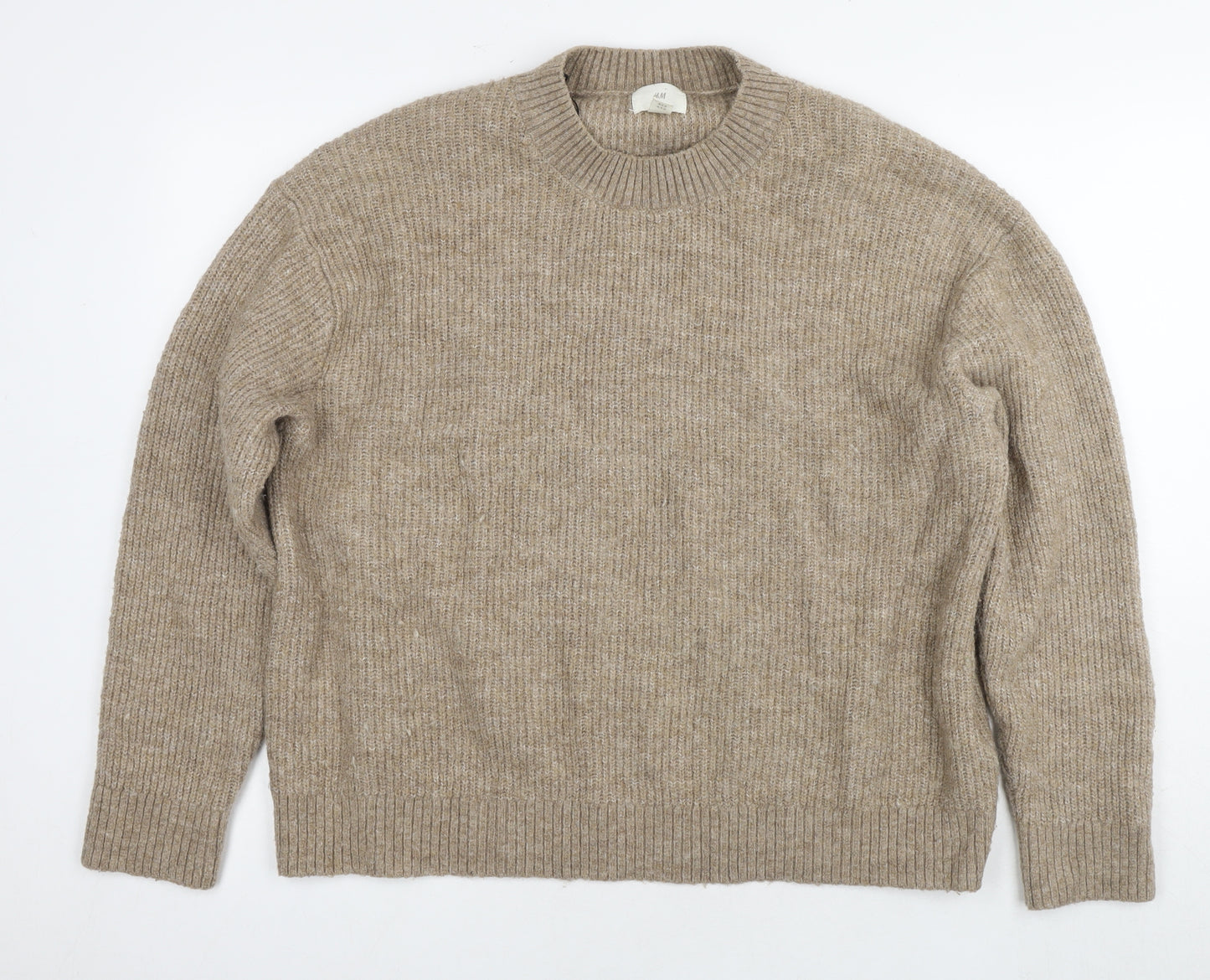 H&M Womens Brown Round Neck Polyester Pullover Jumper Size XL