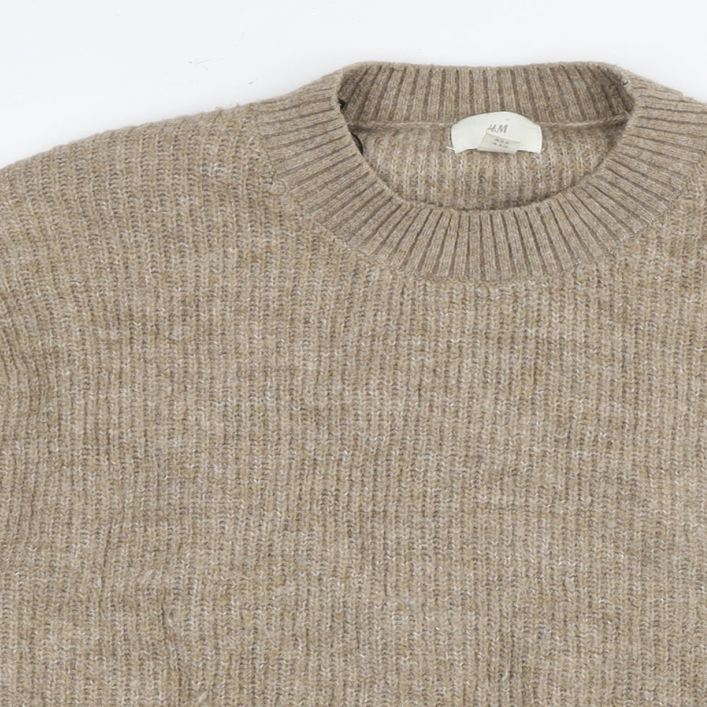H&M Womens Brown Round Neck Polyester Pullover Jumper Size XL