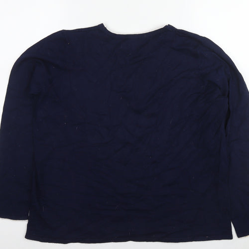 Bonmarché Womens Blue Round Neck Polka Dot Viscose Pullover Jumper Size 16 - Size 16-18