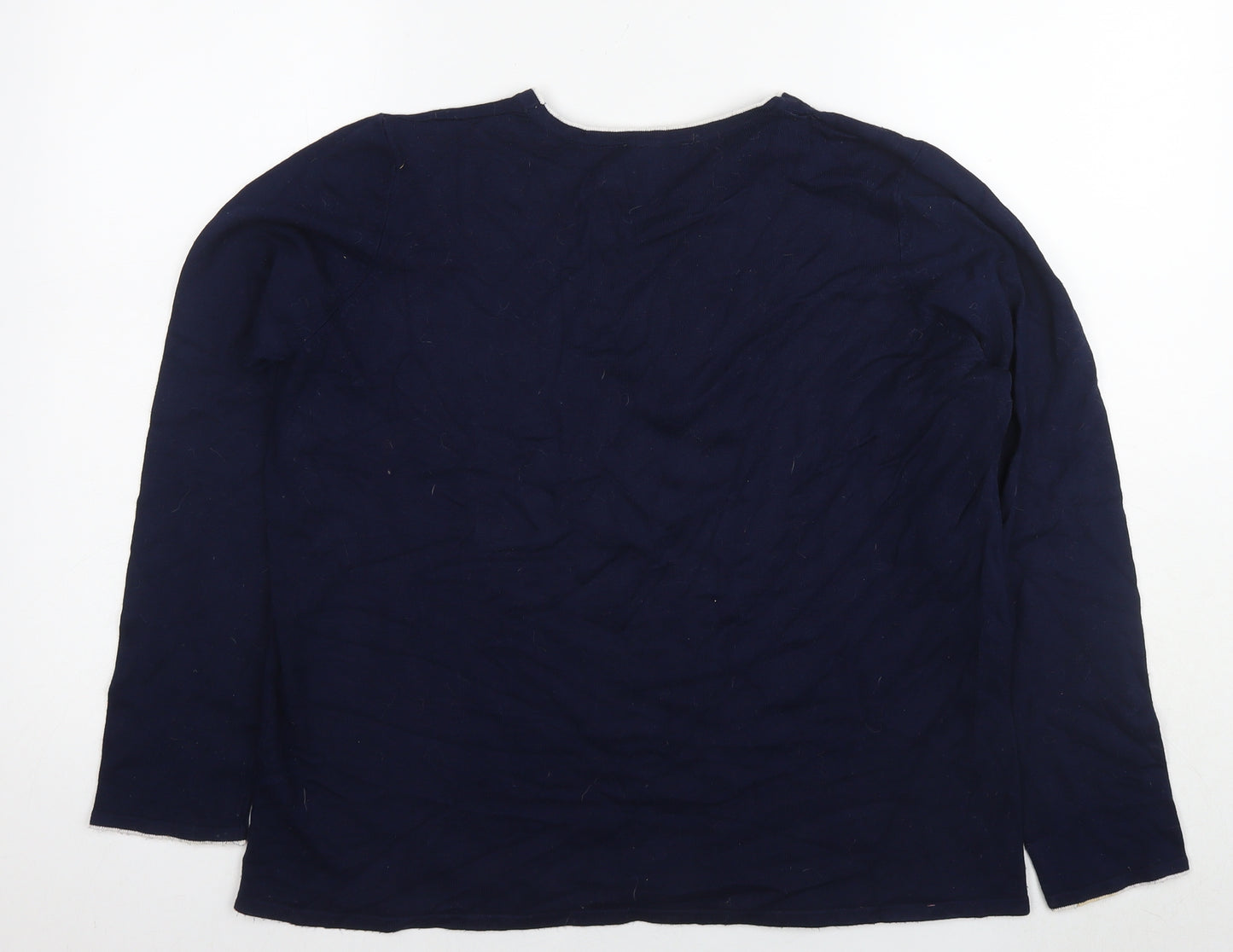 Bonmarché Womens Blue Round Neck Polka Dot Viscose Pullover Jumper Size 16 - Size 16-18