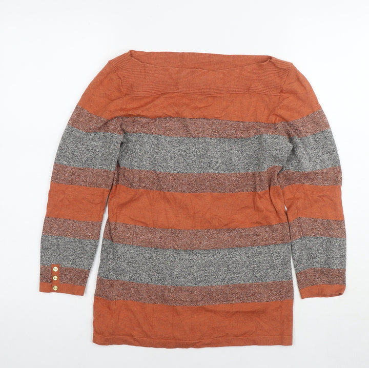 NEXT Womens Brown Boat Neck Cotton Pullover Jumper Size 8