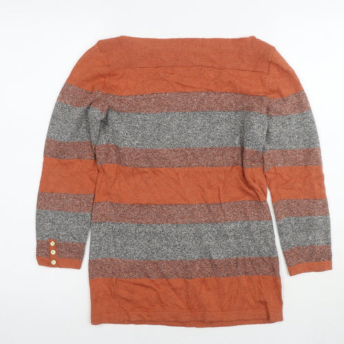 NEXT Womens Brown Boat Neck Cotton Pullover Jumper Size 8