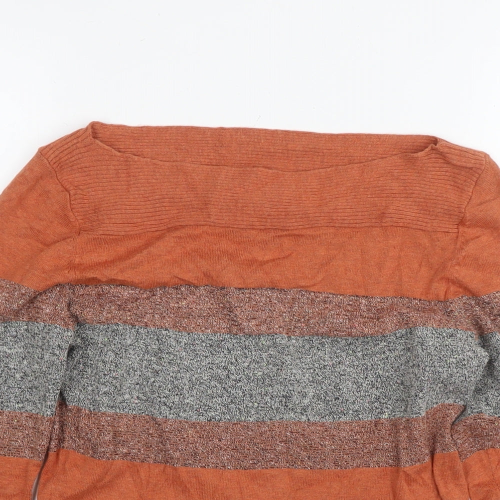 NEXT Womens Brown Boat Neck Cotton Pullover Jumper Size 8