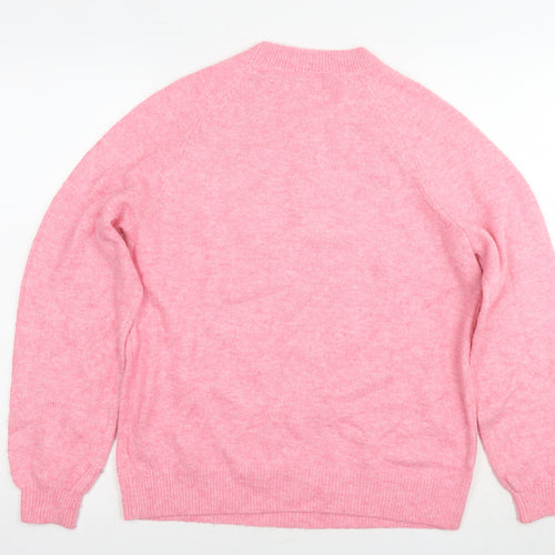 Marks and Spencer Womens Pink Round Neck Acrylic Pullover Jumper Size S - Snowflake
