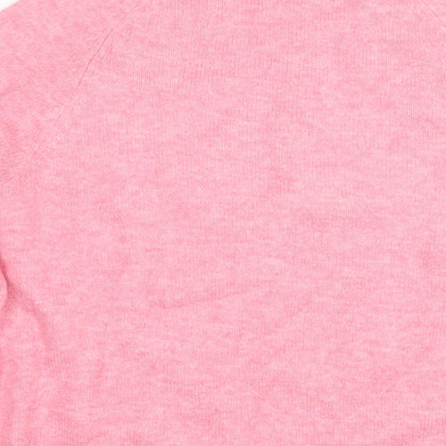Marks and Spencer Womens Pink Round Neck Acrylic Pullover Jumper Size S - Snowflake