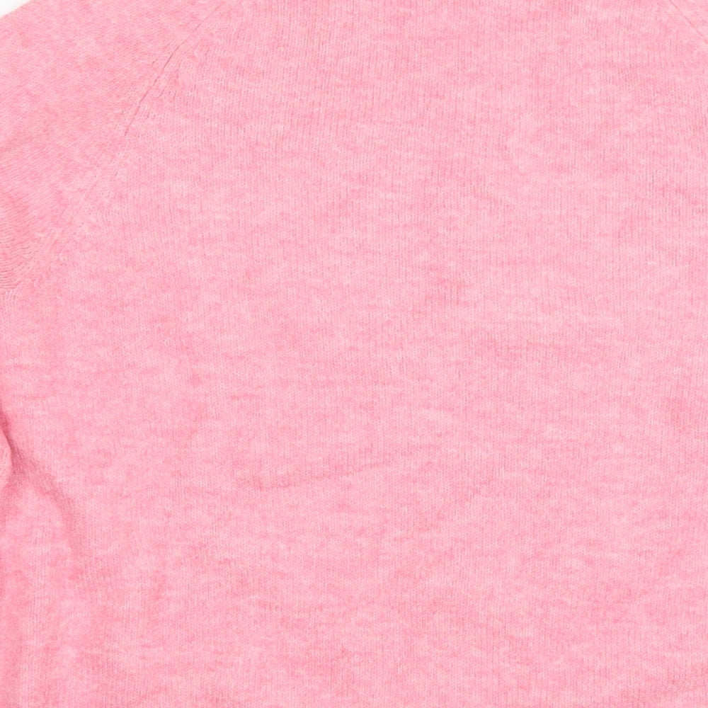Marks and Spencer Womens Pink Round Neck Acrylic Pullover Jumper Size S - Snowflake