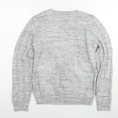 H&M Womens Grey Round Neck Acrylic Pullover Jumper Size M