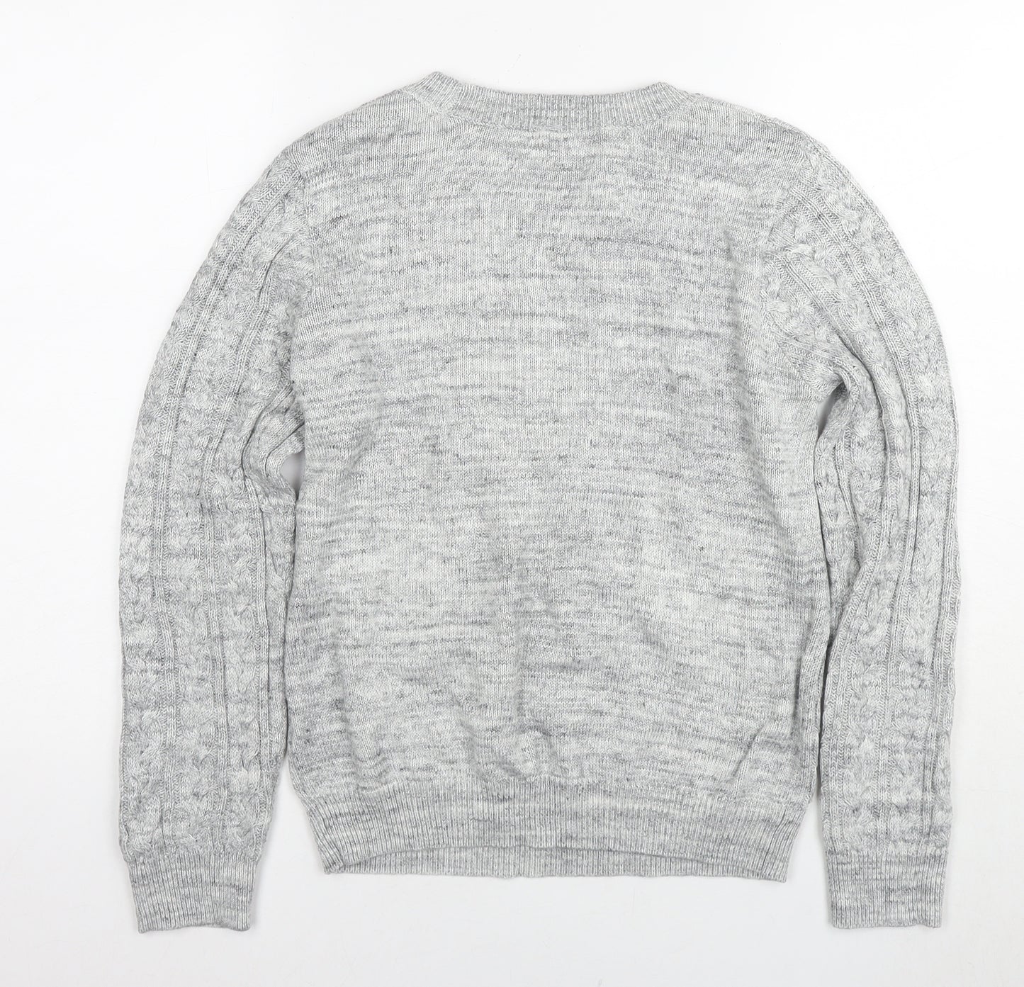 H&M Womens Grey Round Neck Acrylic Pullover Jumper Size M