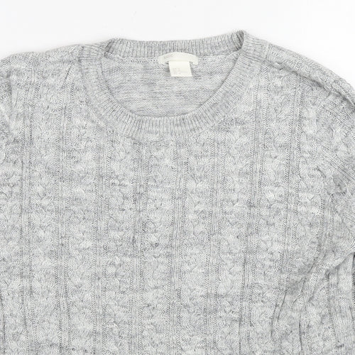 H&M Womens Grey Round Neck Acrylic Pullover Jumper Size M