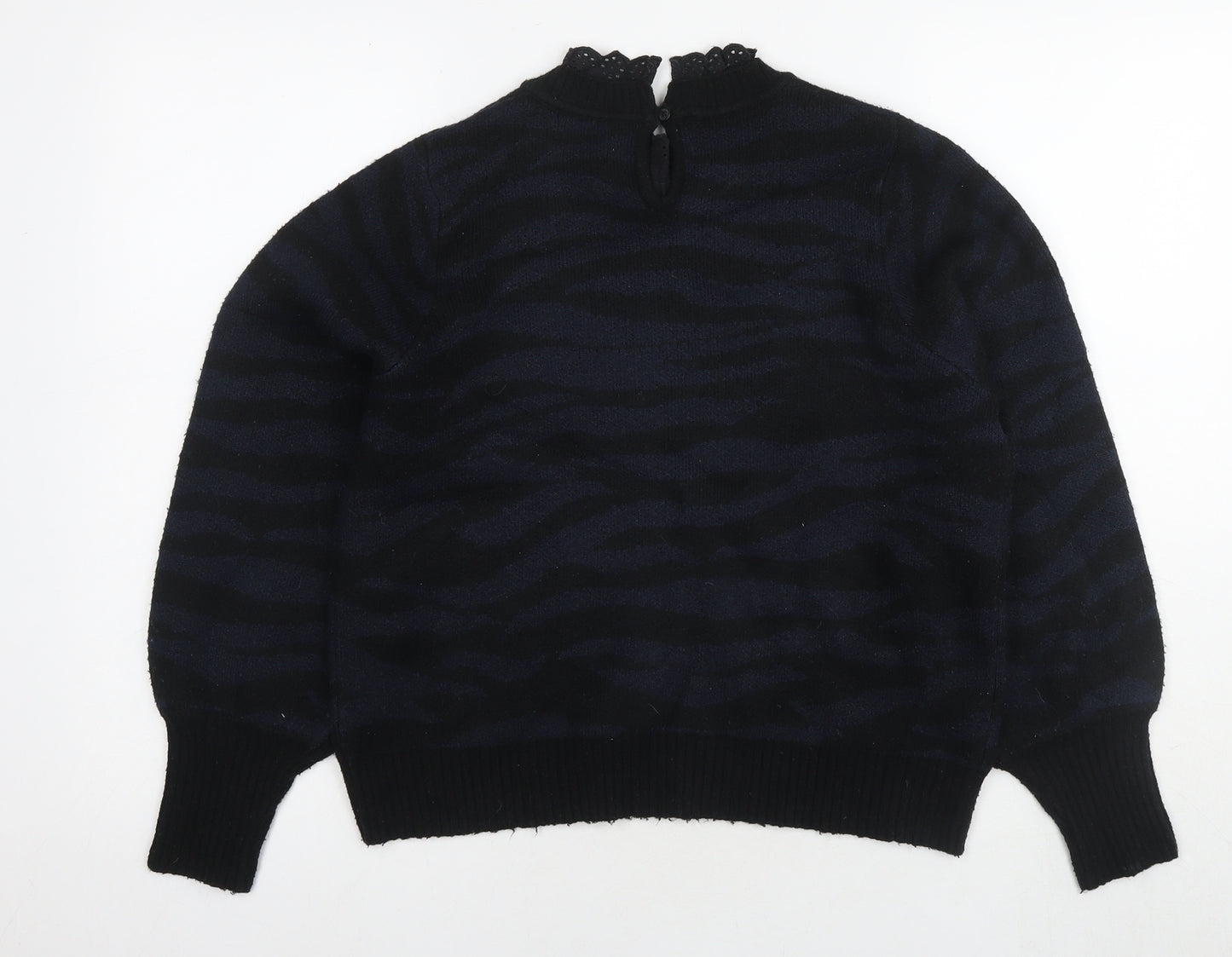 NEXT Womens Black Round Neck Animal Print Acrylic Pullover Jumper Size M