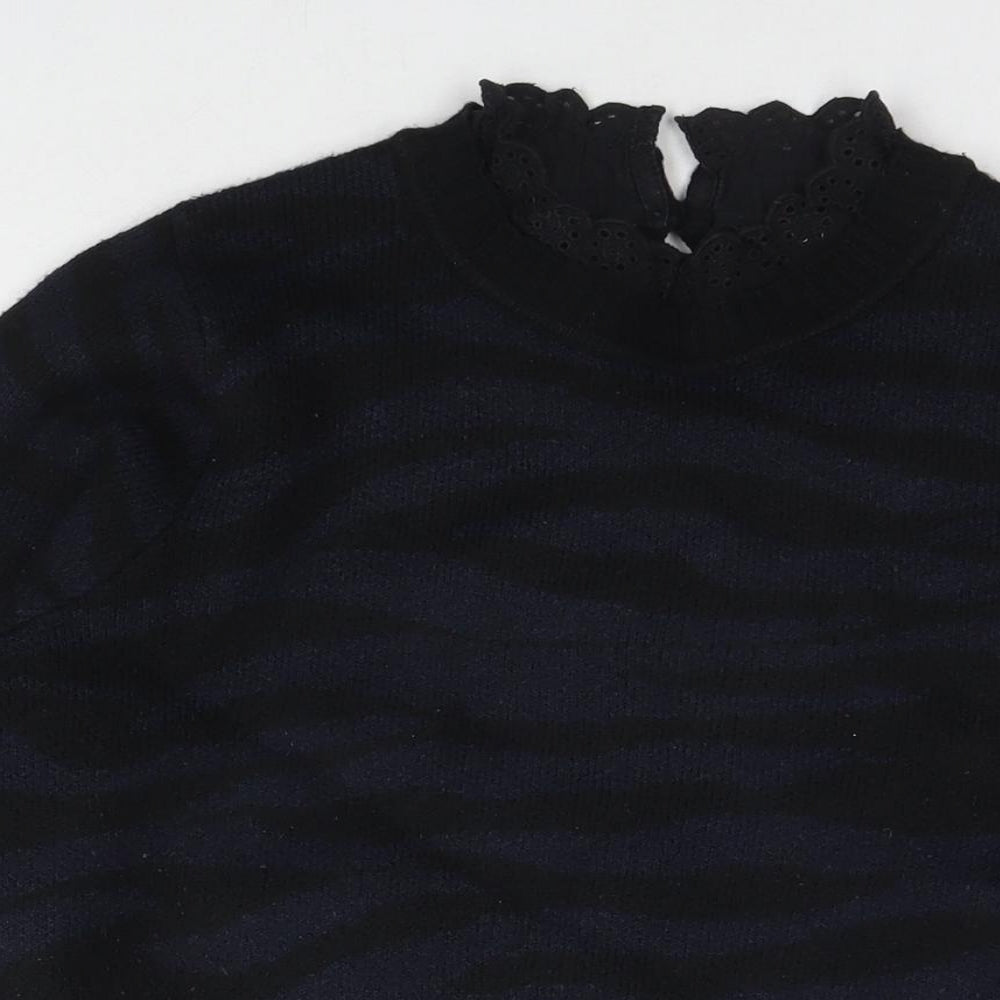 NEXT Womens Black Round Neck Animal Print Acrylic Pullover Jumper Size M