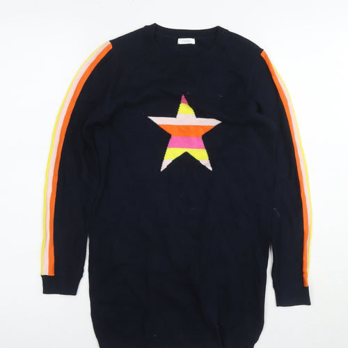 NEXT Girls Blue Round Neck Cotton Tunic Jumper Size 9 Years Pullover - Star