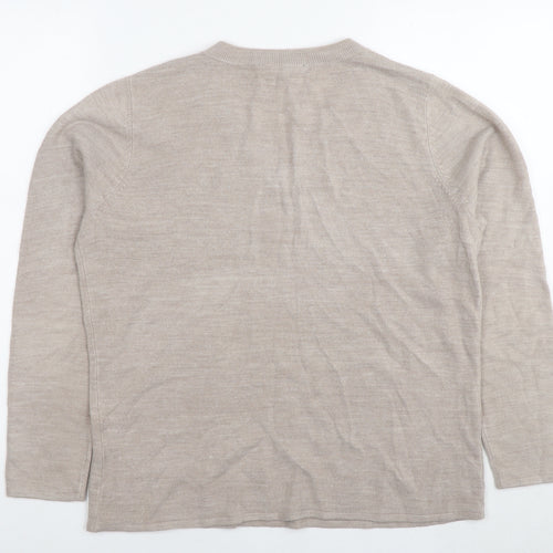 Bonmarché Womens Beige V-Neck Acrylic Pullover Jumper Size 16 - Size 16-18