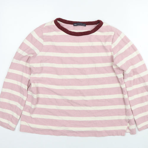 Marks and Spencer Womens Pink Striped Cotton Pullover Sweatshirt Size 10 Pullover