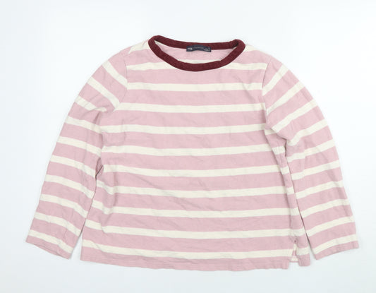 Marks and Spencer Womens Pink Striped Cotton Pullover Sweatshirt Size 10 Pullover