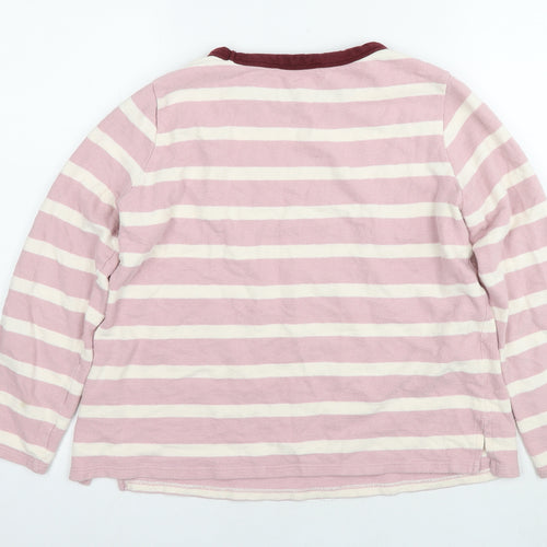 Marks and Spencer Womens Pink Striped Cotton Pullover Sweatshirt Size 10 Pullover