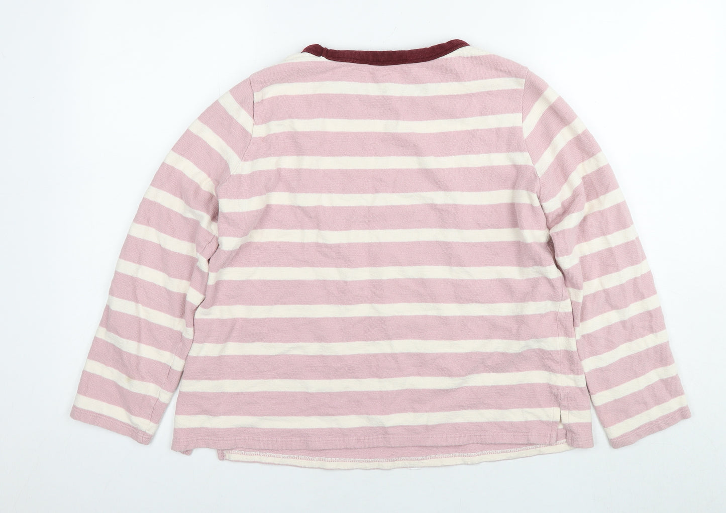 Marks and Spencer Womens Pink Striped Cotton Pullover Sweatshirt Size 10 Pullover