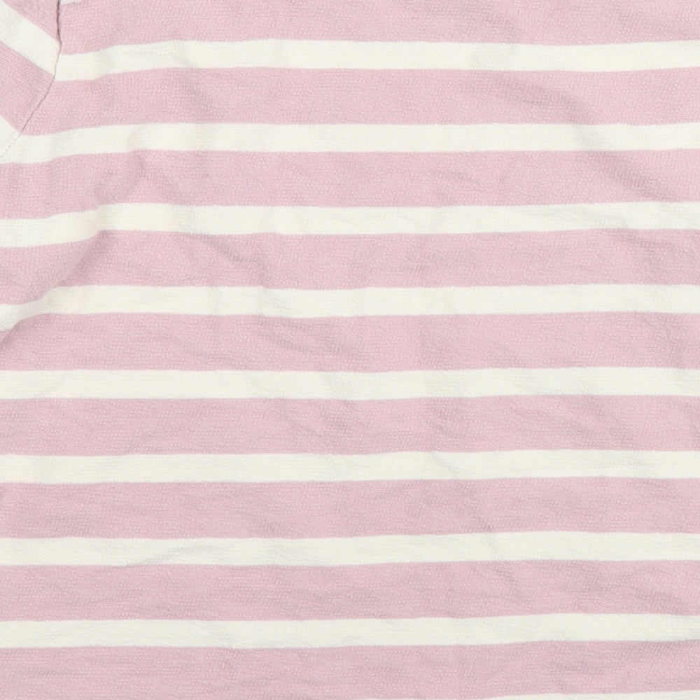 Marks and Spencer Womens Pink Striped Cotton Pullover Sweatshirt Size 10 Pullover