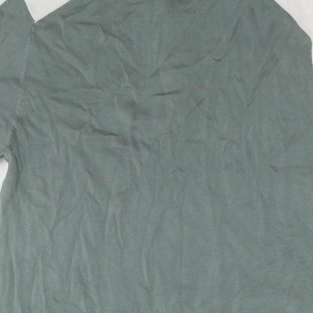 Autograph Mens Green Colourblock Cotton Polo Size M Collared Pullover
