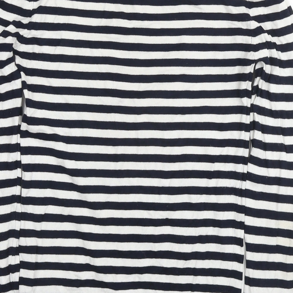 Zara Womens Blue Round Neck Striped Polyester Pullover Jumper Size S