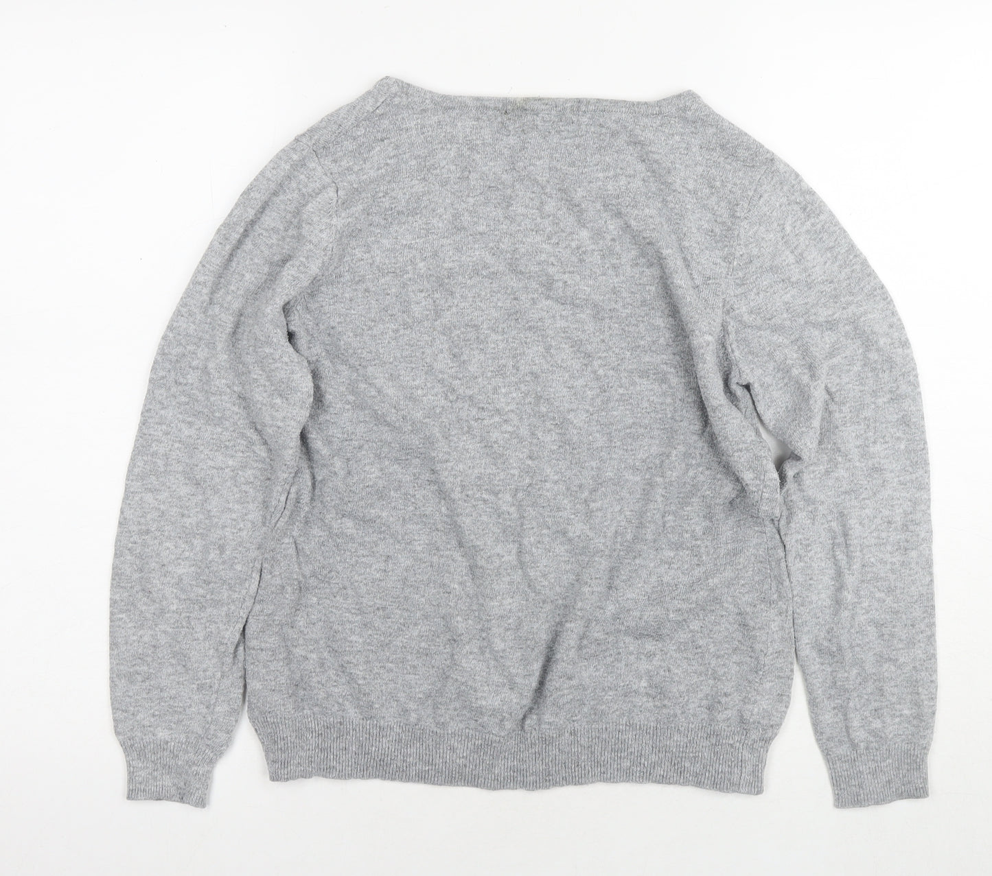 Bonmarché Womens Grey Round Neck Polyester Pullover Jumper Size L - Jeweled Detail