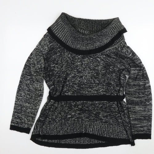 Bonmarché Womens Black Roll Neck Acrylic Tunic Jumper Size XL