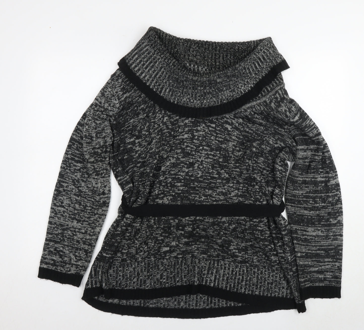 Bonmarché Womens Black Roll Neck Acrylic Tunic Jumper Size XL