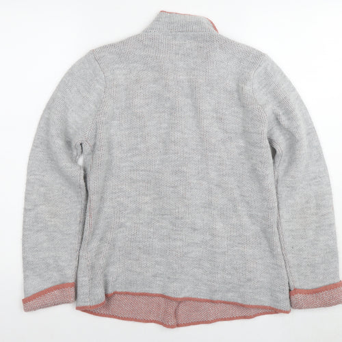 Yaida Womens Grey Round Neck Acrylic Cardigan Jumper Size L