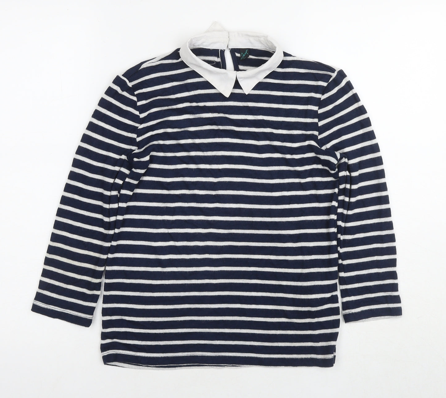 Jump Womens Blue Collared Striped Viscose Pullover Jumper Size XS