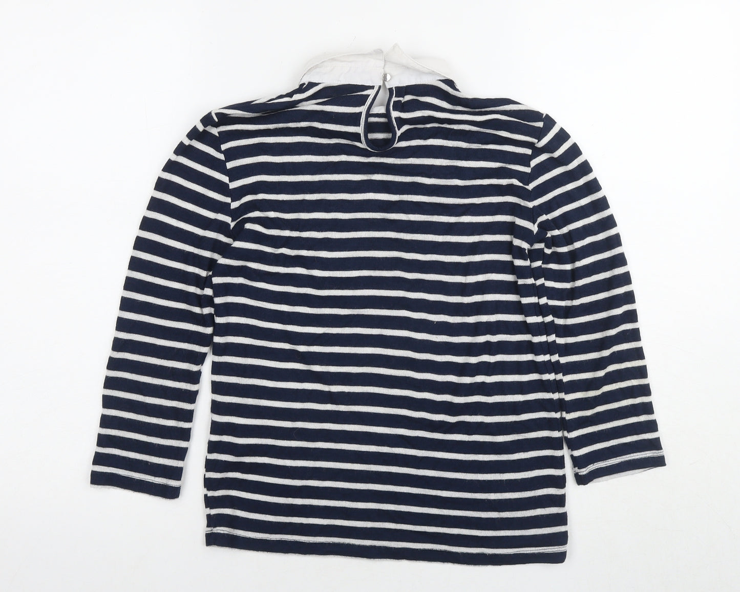 Jump Womens Blue Collared Striped Viscose Pullover Jumper Size XS