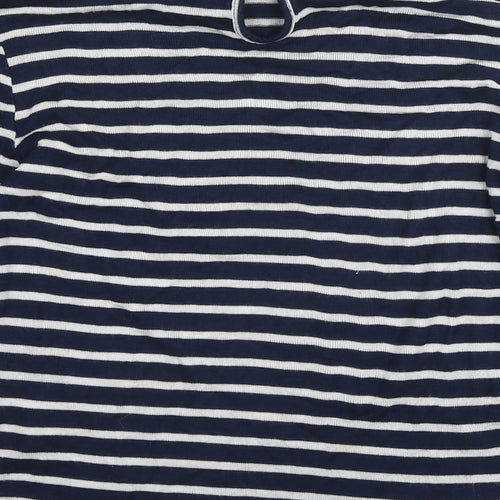 Jump Womens Blue Collared Striped Viscose Pullover Jumper Size XS