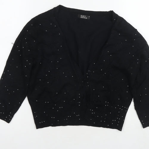 Sky Womens Black Round Neck Viscose Cardigan Jumper Size M