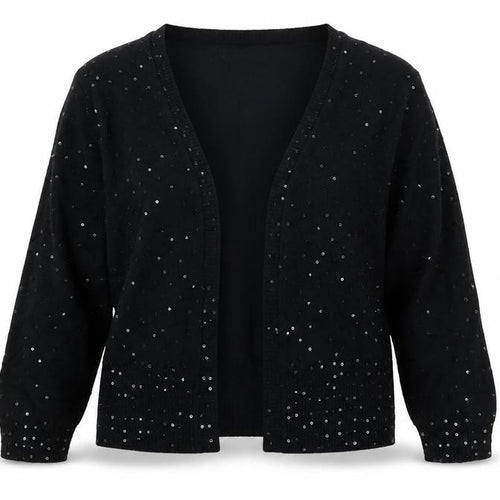 Sky Womens Black Round Neck Viscose Cardigan Jumper Size M