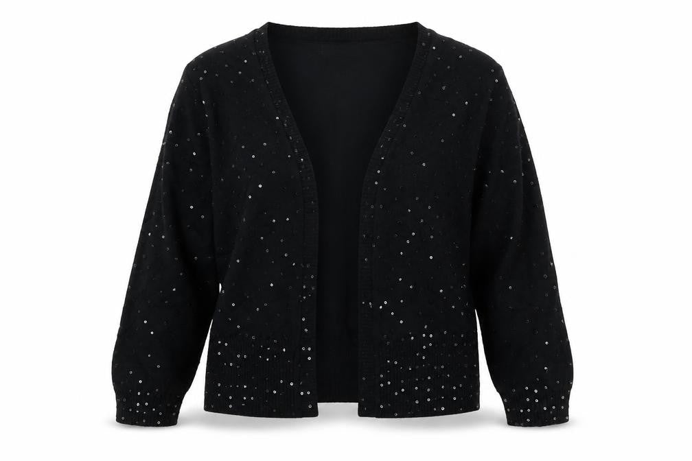 Sky Womens Black Round Neck Viscose Cardigan Jumper Size M