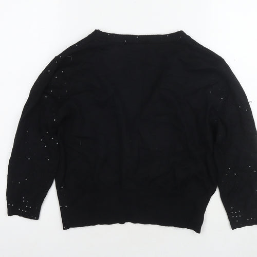 Sky Womens Black Round Neck Viscose Cardigan Jumper Size M