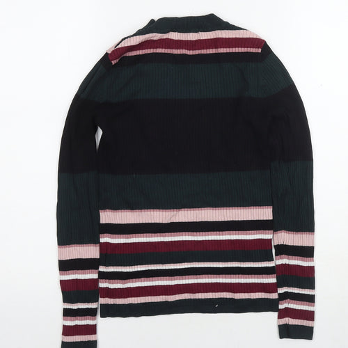 New Look Womens Multicoloured Round Neck Striped Viscose Pullover Jumper Size 8
