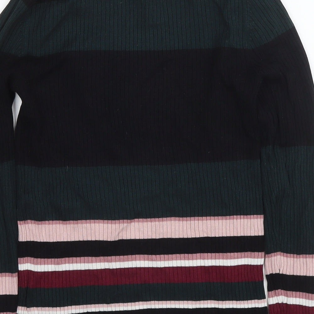 New Look Womens Multicoloured Round Neck Striped Viscose Pullover Jumper Size 8