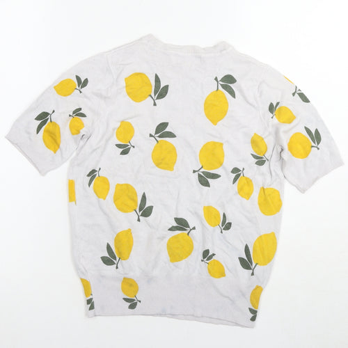 Marks and Spencer Womens Grey Viscose Basic T-Shirt Size 8 Round Neck - Lemons