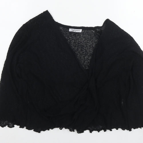 Stock Shop Womens Black V-Neck Polyester Cardigan Jumper Size M