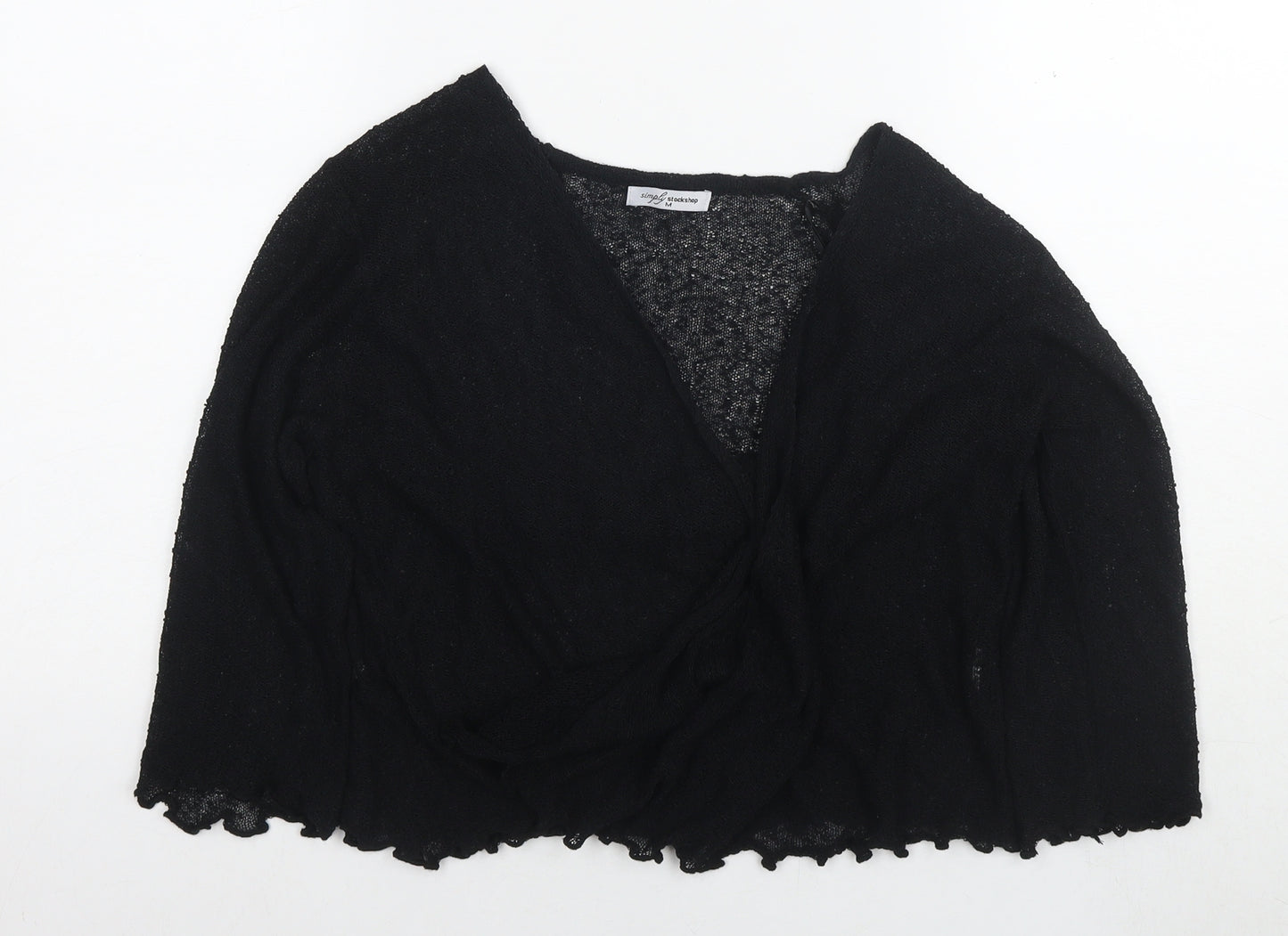 Stock Shop Womens Black V-Neck Polyester Cardigan Jumper Size M