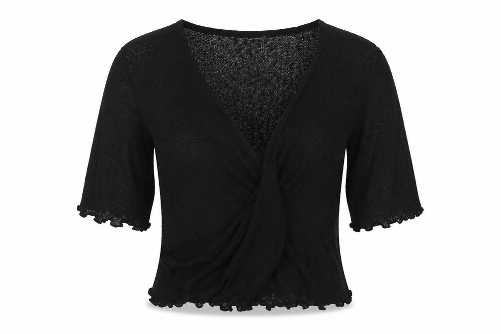 Stock Shop Womens Black V-Neck Polyester Cardigan Jumper Size M