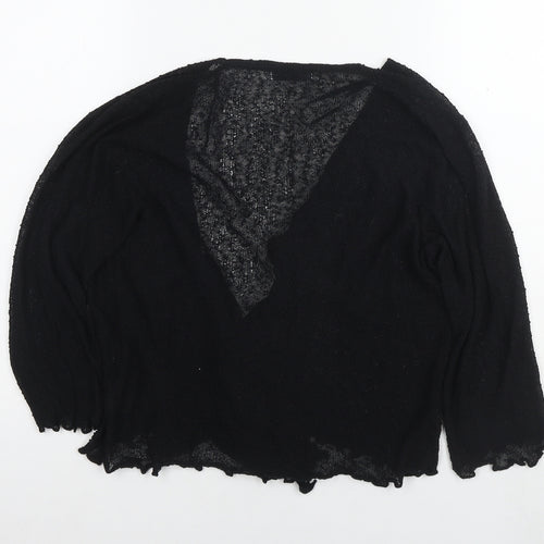 Stock Shop Womens Black V-Neck Polyester Cardigan Jumper Size M