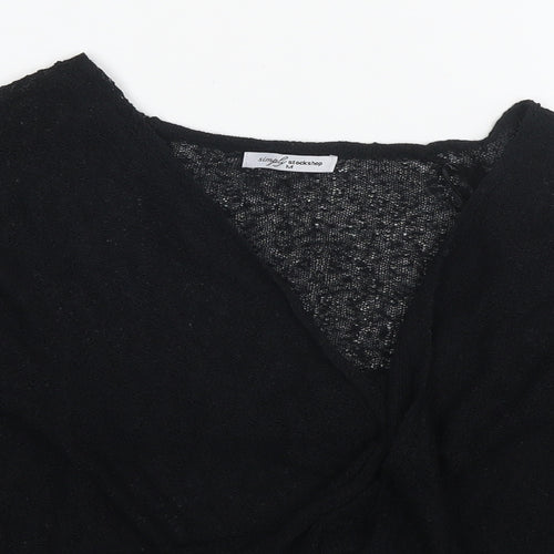 Stock Shop Womens Black V-Neck Polyester Cardigan Jumper Size M